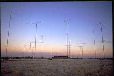 View of most of the N5AU towers at sunrise